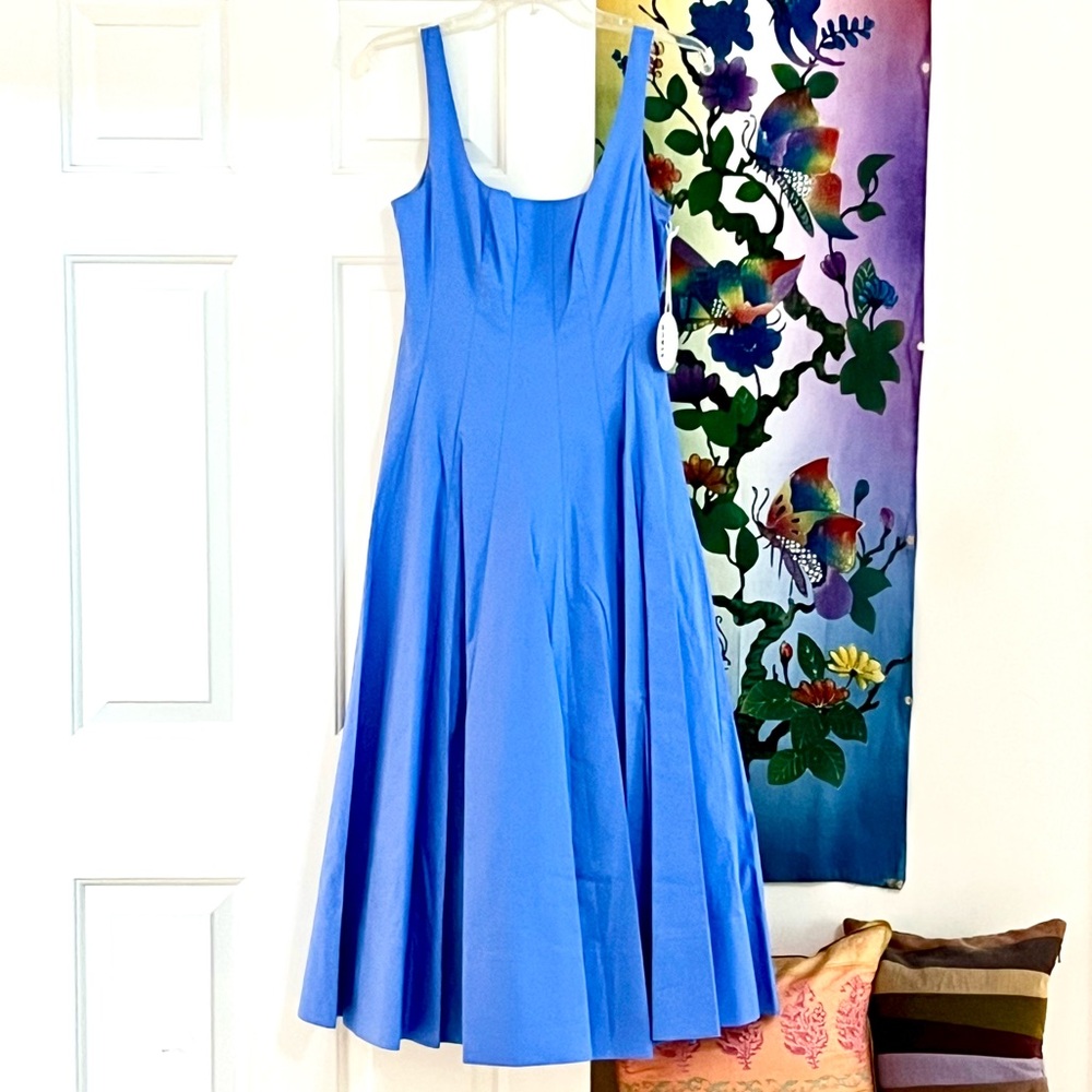 NWT Staud Wells Midi Dress Cornflower 🌟 Very Rare 🌟 - Picture 8 of 14